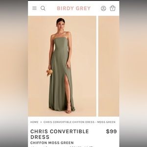 Birdy Gray- moss green Chris Convertible Chiffon Bridesmaid Dress